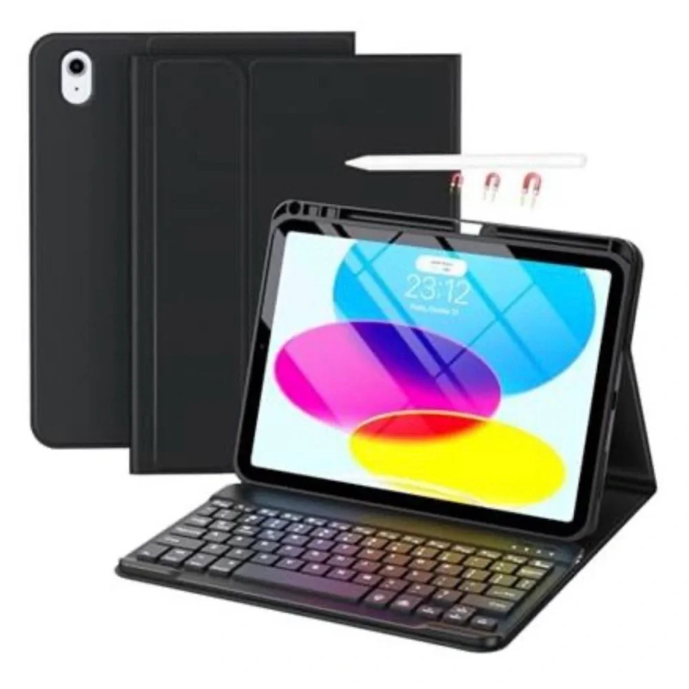 Black Tablet Case with Keyboard and Stylus
